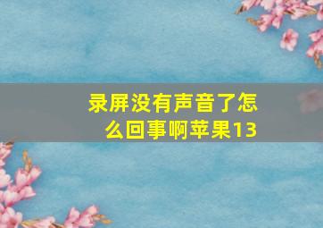 录屏没有声音了怎么回事啊苹果13