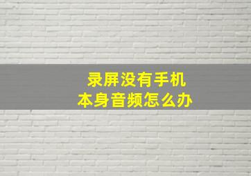 录屏没有手机本身音频怎么办