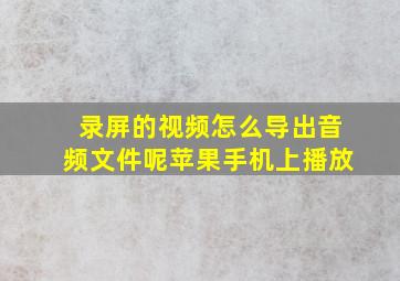 录屏的视频怎么导出音频文件呢苹果手机上播放