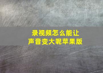 录视频怎么能让声音变大呢苹果版