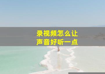 录视频怎么让声音好听一点