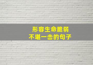 形容生命脆弱不堪一击的句子