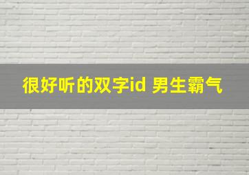 很好听的双字id 男生霸气