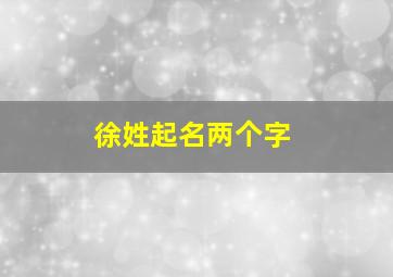 徐姓起名两个字