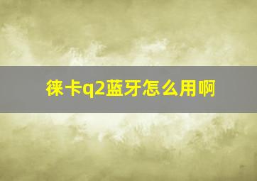 徕卡q2蓝牙怎么用啊