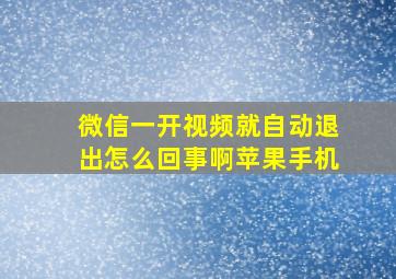 微信一开视频就自动退出怎么回事啊苹果手机