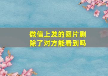 微信上发的图片删除了对方能看到吗