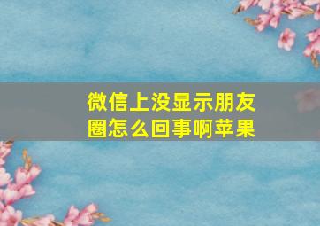 微信上没显示朋友圈怎么回事啊苹果