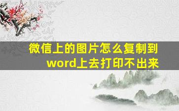 微信上的图片怎么复制到word上去打印不出来