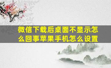 微信下载后桌面不显示怎么回事苹果手机怎么设置