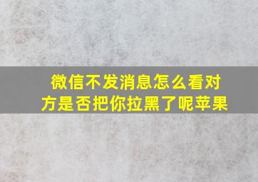 微信不发消息怎么看对方是否把你拉黑了呢苹果