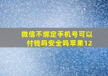 微信不绑定手机号可以付钱吗安全吗苹果12