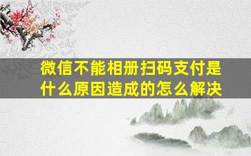 微信不能相册扫码支付是什么原因造成的怎么解决