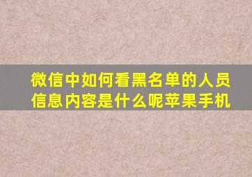 微信中如何看黑名单的人员信息内容是什么呢苹果手机