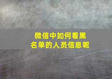 微信中如何看黑名单的人员信息呢