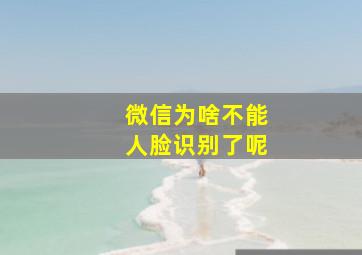 微信为啥不能人脸识别了呢