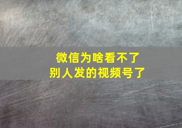 微信为啥看不了别人发的视频号了