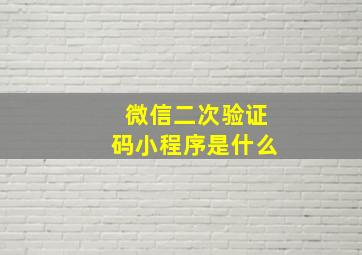 微信二次验证码小程序是什么