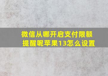 微信从哪开启支付限额提醒呢苹果13怎么设置