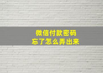 微信付款密码忘了怎么弄出来