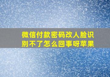 微信付款密码改人脸识别不了怎么回事呀苹果