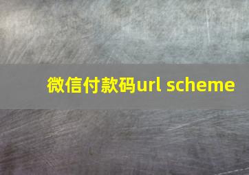 微信付款码url scheme