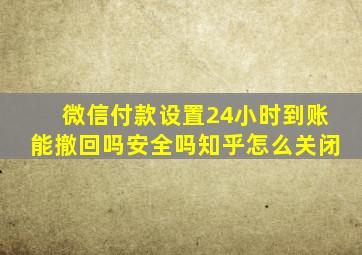 微信付款设置24小时到账能撤回吗安全吗知乎怎么关闭