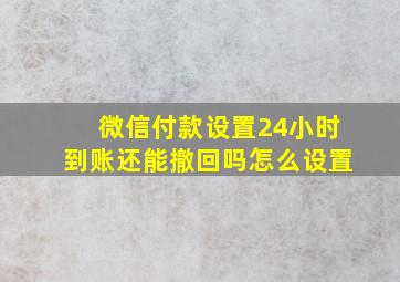 微信付款设置24小时到账还能撤回吗怎么设置