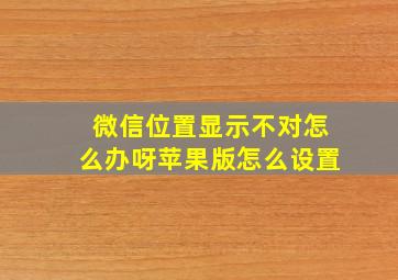 微信位置显示不对怎么办呀苹果版怎么设置