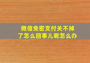 微信免密支付关不掉了怎么回事儿呢怎么办