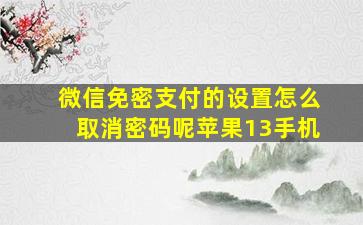 微信免密支付的设置怎么取消密码呢苹果13手机