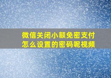 微信关闭小额免密支付怎么设置的密码呢视频