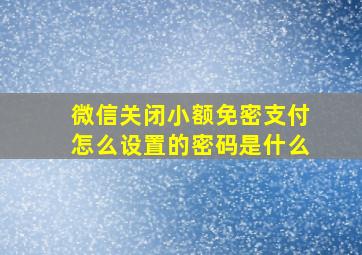 微信关闭小额免密支付怎么设置的密码是什么