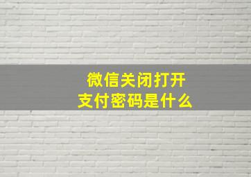 微信关闭打开支付密码是什么