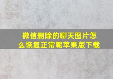 微信删除的聊天图片怎么恢复正常呢苹果版下载