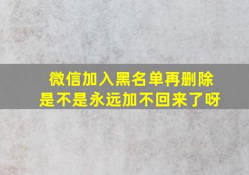 微信加入黑名单再删除是不是永远加不回来了呀