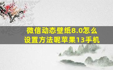 微信动态壁纸8.0怎么设置方法呢苹果13手机