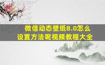 微信动态壁纸8.0怎么设置方法呢视频教程大全