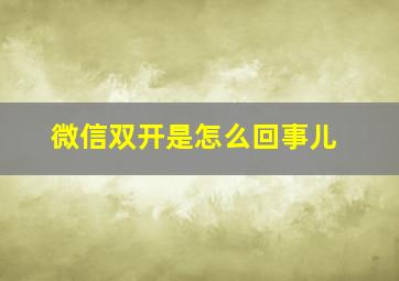 微信双开是怎么回事儿