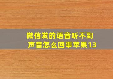 微信发的语音听不到声音怎么回事苹果13