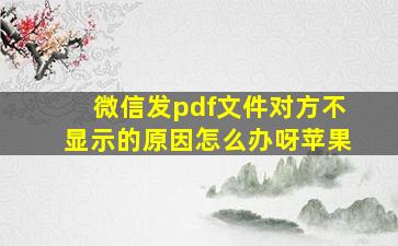 微信发pdf文件对方不显示的原因怎么办呀苹果