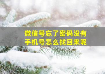 微信号忘了密码没有手机号怎么找回来呢