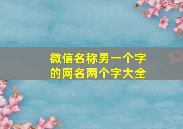 微信名称男一个字的网名两个字大全