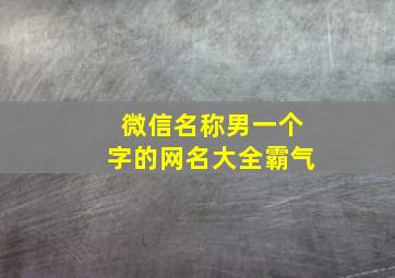 微信名称男一个字的网名大全霸气