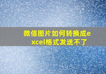 微信图片如何转换成excel格式发送不了