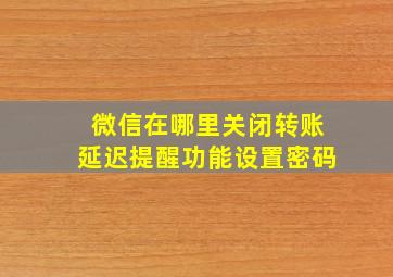 微信在哪里关闭转账延迟提醒功能设置密码