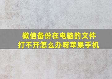 微信备份在电脑的文件打不开怎么办呀苹果手机