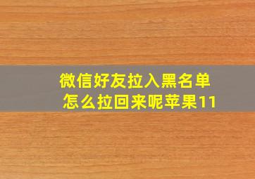 微信好友拉入黑名单怎么拉回来呢苹果11