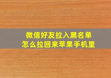 微信好友拉入黑名单怎么拉回来苹果手机里