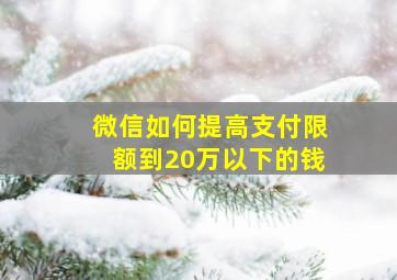 微信如何提高支付限额到20万以下的钱